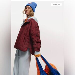 FP Movement Burgundy Quilted Jacket